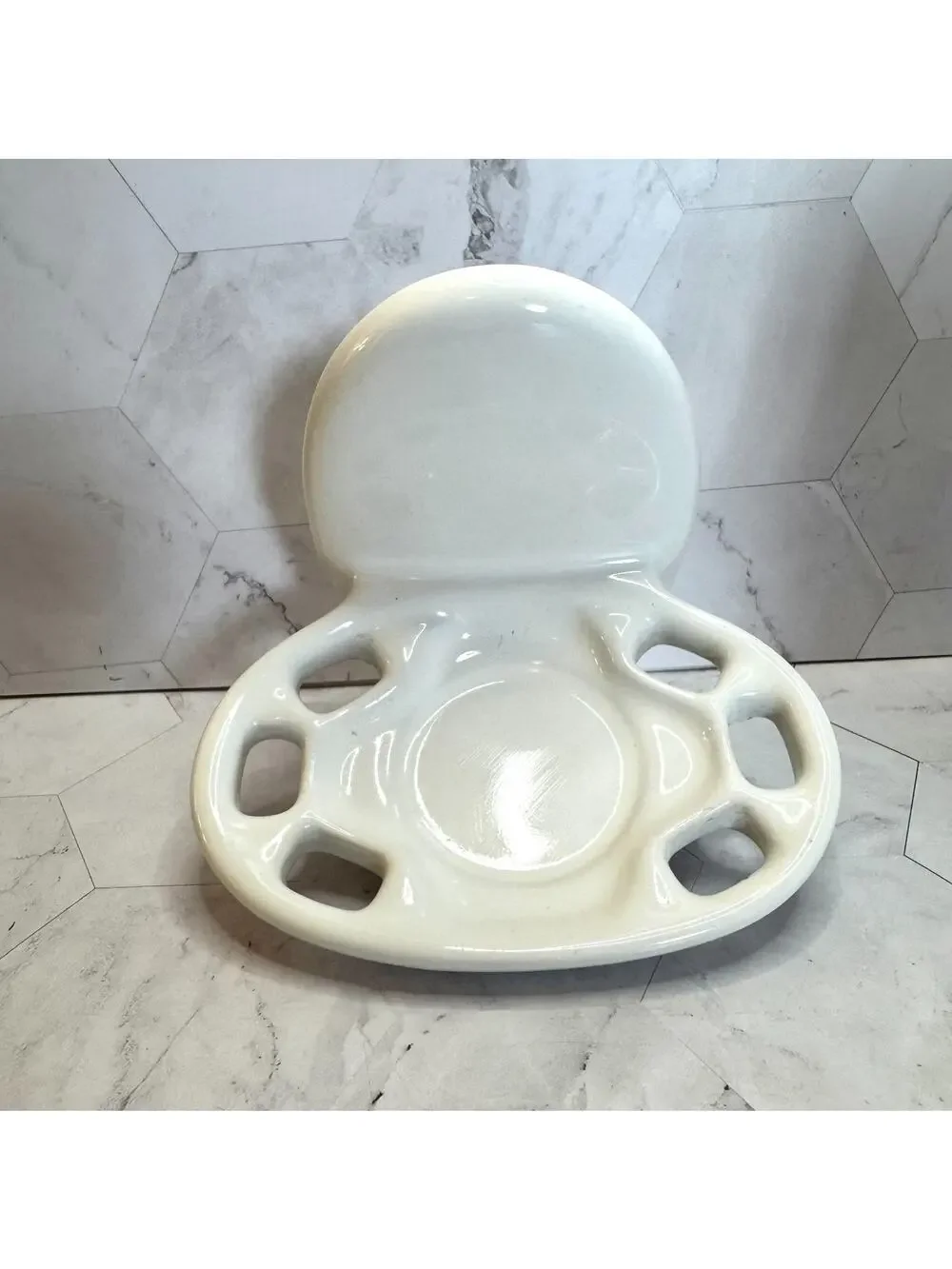 Vintage White Ceramic Toothbrush and Cup Holder Porcelain Wall Mount Restoration